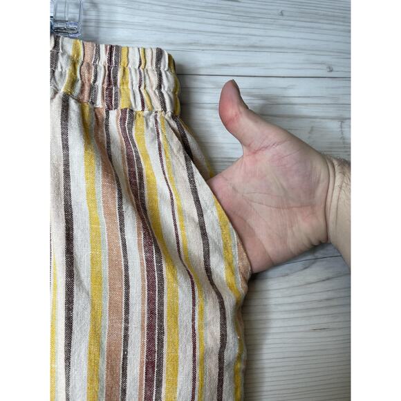 Naturals d&co Pants Womens XL Striped Linen Blend Drawstring Wide Leg Pockets - Picture 3 of 10